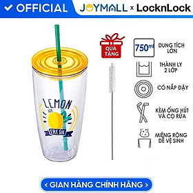 Ly nhựa 2 lớp Lock&Lock HAP507 750ml - Hàng chính hãng, có ống hút, có nắp đậy - Tặng kèm cọ rửa