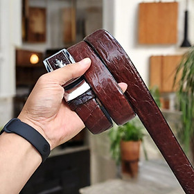 Dây Nịt Nam Da Bụng Hông Cá Sấu Rất Mềm Và Bền TS124B (mặt bạc)