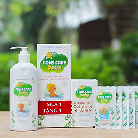 Sữa Tắm Gội Cho Trẻ Fons Care Baby chiết xuất Thảo Dược (300ml) Tặng kèm: 1 hộp 5 gói sữa tắm 10ml