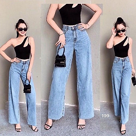  QUẦN JEAN DÀI ỐNG RỘNG LƯNG CAO TRƠN BASIC - QUẦN BÒ NỮ CULOTTES SUÔNG T 25