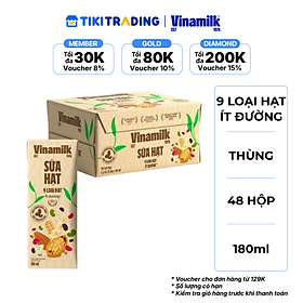 Thùng 24 hộp Sữa hạt 9 loại hạt Vinamilk ít đường - hộp 180ml