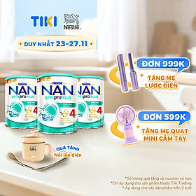 Bộ 3 lon Sữa bột NAN OPTIPRO PLUS 4 Nestle Bé 2-6 tuổi 800g/lon Giúp tiêu hóa tốt