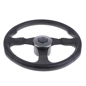 Boat Steering Wheel Aluminum 13.4'' 3/4'' Marine Yacht Sport Wheel & Hub Black