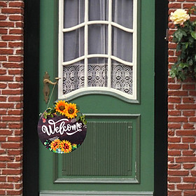 Sunflower Welcome Sign Wooden Plaque Signs Front Porch Door Hanging for Bar