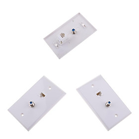 3 Pcs Coaxial F Connector Ethernet Network  Wall Plate Socket Outlet