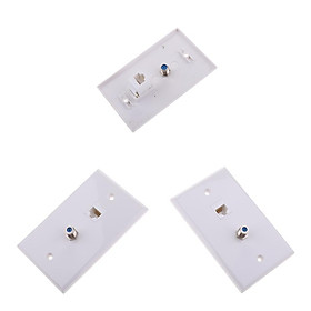 3x Coaxial F Connector Ethernet Network   Wall Plate Socket Outlet