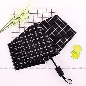 Mua Ô dù gấp gọn hình kẻ caro chống tia UV  chống mưa  chống nắng
