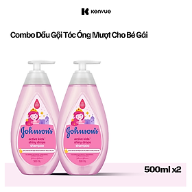 Combo 2 Dầu Gội Johnson's Active Kids Shiny Drops Shampoo Cho Bé Gái - Dung tích 500mlx2