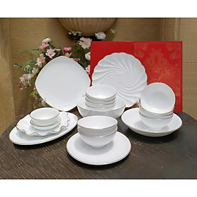 Mua Bộ bát đĩa Hoàng Kim – Sứ trắng viền vàng