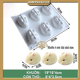 Mua Khuôn Silicon Làm Thạch 3D Hình 6 Thỏ Trắng