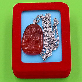 Vòng cổ Đại Thế Chí Bồ Tát - thạch anh đỏ 3.6cm DITTOB4 - dây inox bạc - kèm hộp nhung - tuổi Ngọ