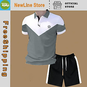 Bộ Quần Áo POLO Thể Thao Trẻ Trυng Sang Trọng Hàng Cao Cấp Sport Chạy Bộ Tập Gym. - Trắng Thân Xám +Quần