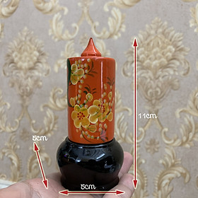 Mua Hũ tăm sơn mài cao cấp vẽ tay hình hoa mai mỹ nghệ sơn mài - Chiều cao 11cm