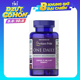 Viên uống Puritan's Pride One Daily Women's Multivitamin 100v bổ sung Vitamin Tổng Hợp Cho Nữ, cho xương chắc khỏe, ngăn ngừa thiếu máu, tăng cường sức đề kháng, hỗ trợ tăng cường hệ tiêu hoá, giúp làn da giữ được trẻ đẹp