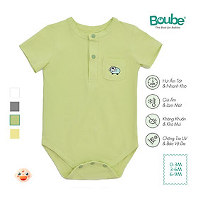 Bộ liền thân tam giác, bodychip cộc tay nhiều màu sắc cho em bé sơ sinh Boube, vải Cotton organic thoáng mát - Size 0-9M