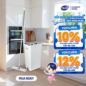 Mua  Phiên bản nâng cấp  Bộ Lau Nhà MyJae Đài Loan Sợi Microfiber 2 Ngăn Tự Vắt Xoay 360 Độ Thông Minh 123cm