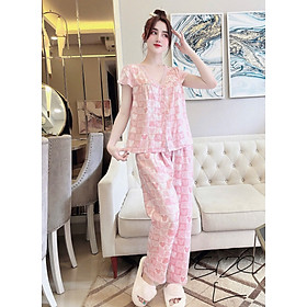 Đồ bộ lụa mềm tay ngắn quần dài