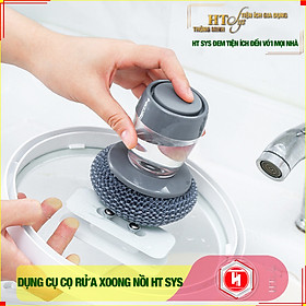 Mua Dụng cụ cọ rửa xoong nồi HT SYS - Tích hợp bình đựng nước tẩy rửa tiện lợi - Chất liệu PET+Dây thép cao cấp - Hàng chính hãng