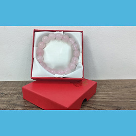 Vòng tay phong thủy thạch anh hồng 12 ly, vòng tay chuỗi đá
