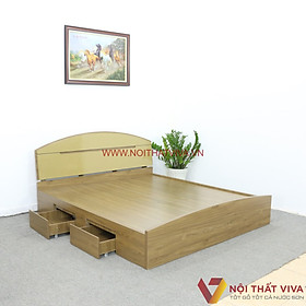 Giường Ngủ Hiện Đại Có Ngăn Kéo Gỗ MDF Melamine Đầu Vòm Màu Nâu Cao Cấp