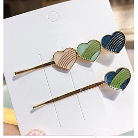 Sét 2 kẹp tóc hình tim xuất khẩu Song An Eco KAH108