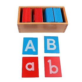 Wooden Montessori Sandpaper Alphabets Card Letter A-Z a-z for Kids Education