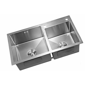 Chậu rửa chén bát hai hộc lệch inox sus304 đúc nguyên khối cao cấp Hafen