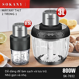 Mua Máy xay thịt  máy xay tỏi ớt đa năng 2IN1 SOKANY SK-06008 công suất cao 800W xay nhuyễn thực phẩm  dung tích 3L - HÀNG CHÍNH HÃNG - DELIYA