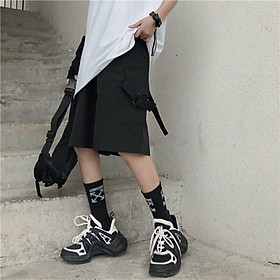 Quần short kaki cotton túi hộp unisex nam nữ thời trang hàn