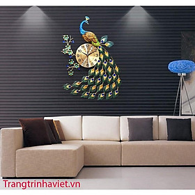 Đồng Hồ Trang Trí Chim Công Đậu Cành Mai -