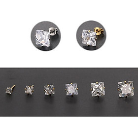 Bông Tai Nam Nữ Đá Vuông Phong Cách Unisex Chất Liệu Thép Titan Ko Rỉ TT 0860 - 1 Cặp