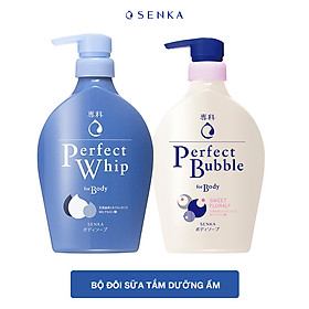 Bộ đôi sữa tắm dưỡng ẩm SENKA PERFECT BUBBLE( S.Tắm D.Ẩm SK PFW-Hương H.Hồng & Đinh Hương 500ml + Hương Hoa Hồng & Hoa Nhài 500ml)