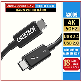 Cáp USB Type C Thunderbolt 3 (0.8m/2.6ft) Hỗ Trợ Sạc PD 100W A3009 ( HÀNG CHÍNH HÃNG)