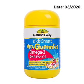 Nature's Way Kids Smart Vita Gummies Omega-3 DHA Fish Oil - Bổ sung Omega-3 (DHA, EPA) cho trẻ (60 viên/ Lọ)