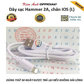 Mua Dây sạc Ham mer chân cắm IOS (L ) dòng điện 2A  Kim Ánh bảo hành hàng chính hãng 12 tháng