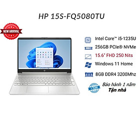 Laptop HP 15s-fq5080TU (6K7A0PA) (i5-1235U | 8GB | 256GB | Intel Iris Xe Graphics | 15.6' FHD | Win 11) - Hàng Chính Hãng