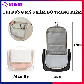 Túi Đựng Mỹ Phẩm Đồ Trang Điểm Du Lịch KUNBE, Chất Liệu Chống Thấm Nước Có Móc Treo Tiện Lợi