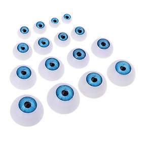 8 Pairs Hollow Blue Eyeballs Half Round Acrylic Eyes For Doll Halloween Prop
