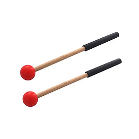 2x Rubber Mallet Percussion 8.6inch with Wood Handle Drum Mallet for Yoga Music Education Stage