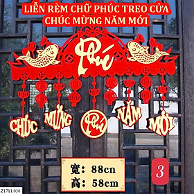 Mua Phụ kiện trang trí Tết  Rèm Treo Ngang Trang Trí  khánh liễn Nhung đỏ  Dây Treo Chữ PHÚC   decor / background nhà ở văn phòng quán ăn Tet