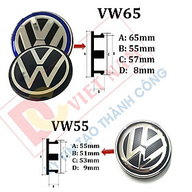 Logo chụp mâm, ốp lazang dùng cho xe ô tô Volkswagen