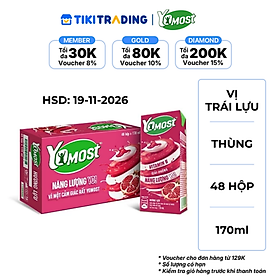 Thùng 48 Hộp Sữa Chua Lên Men Tự Nhiên Yomost Trái Lựu (170ml/Hộp)