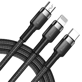 Cáp sạc nhanh đa năng 3 đầu Baseus bện nylon dài 1.2m (nhiều màu) - Hàng chính hãng