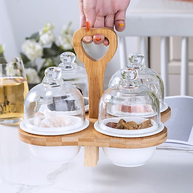 Mua Set khay mứt 6 và 4 hũ hũ nắp chụp thủy tinh