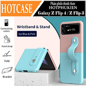 Ốp lưng đai đeohand trap chống sốc cho Samsung Galaxy Z Flip 3  Z Flip 4 hiệu HOTCASE Wristband Stand Phone Case- chất liệu cao cấp, thiết kế thời trang sang trọng c