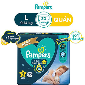 Tã/ Bỉm Quần PAMPERS Ngon Giấc, Size L(30 miếng, 9-14kg)/ XL(26 miếng, 12-17kg)/ XXL(22 miếng, 15-25kg) Mềm Mại Khô Thoáng Đến Sáng