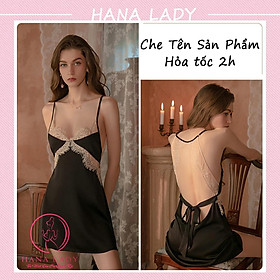 Váy ngủ lụa cao cấp, đầm ngủ hai dây mặc nhà phối ren gợi cảm VN509