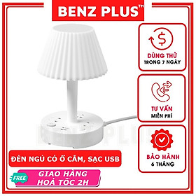 Mua Đèn ngủ để bàn BENZ có 3 ổ cắm điện  2 cổng sạc USB 5V/2A  chế độ sáng 3 màu phiên bản PREMIUM công suất tải 2500W