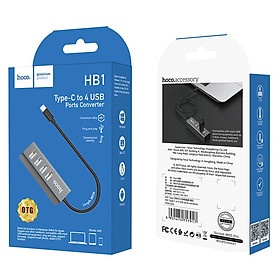 Mua Bộ Chuyển Đổi Hoco HB1 Type-C sang 4 Cổng USB 2.0 - Hàng chính hãng - Ghi