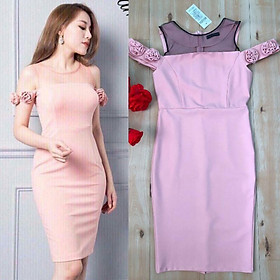 Đầm body phối lưới đen tay rớt hoa HÀNG THIẾT KẾ